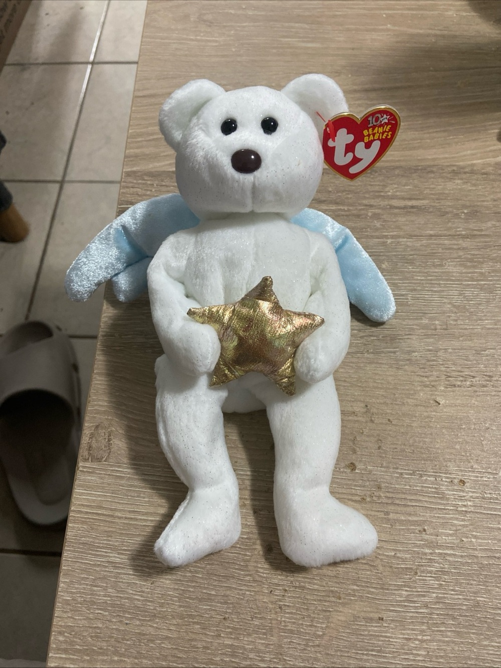 TY Beanie Babies - "STAR" The Angel Bear (Holding Gold Star) (8.5 inch) - 2002
